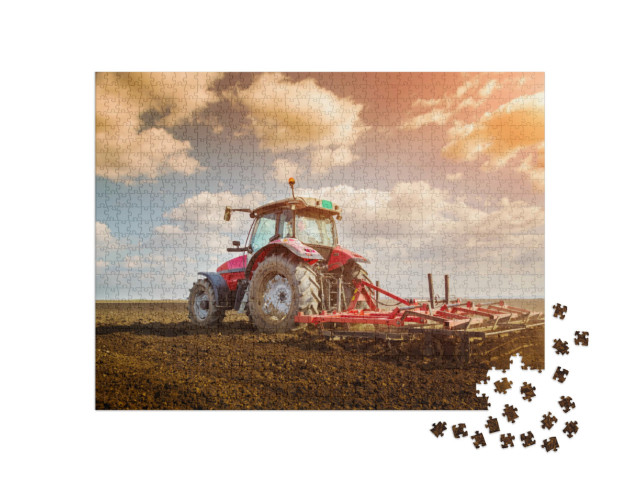 Puzzle 1000 Teile „Bodenvorbereitung mit Saatbettkultivator“
