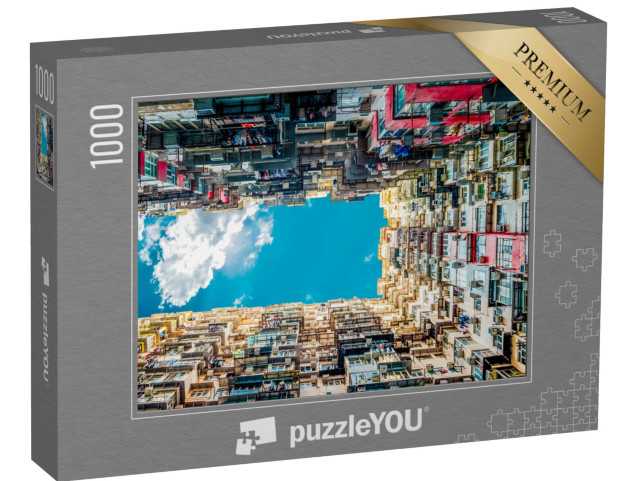 Puzzle 1000 Teile „Architektur aus spannender Perspektive von unten gegen den Himmel“