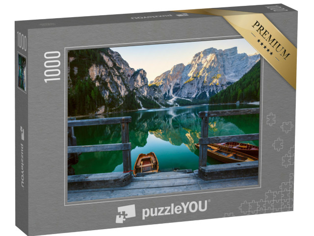 Puzzle 1000 Teile „Boote auf dem Pragser Wildsee in den Dolomiten, Sudtirol, Italien“