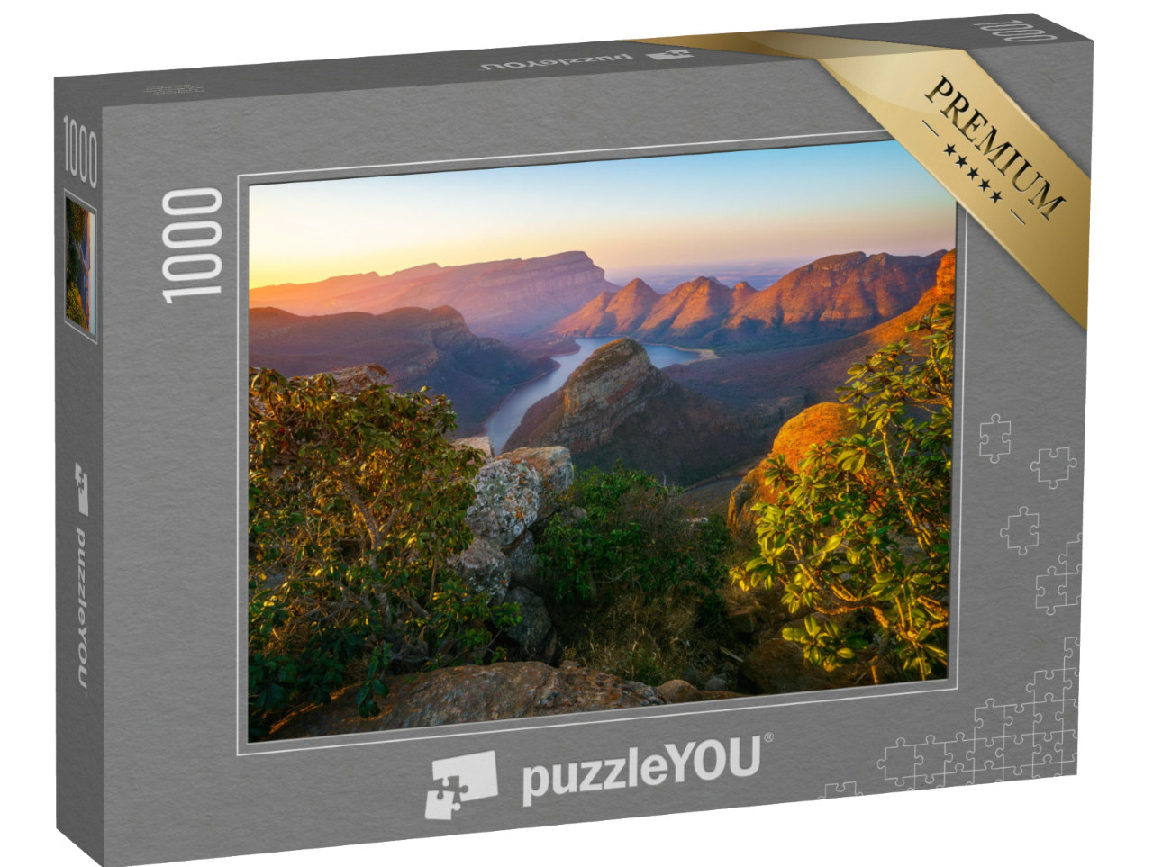 Puzzle 1000 Teile „Sonnenuntergang am Rondavels mit Fluss Blyde, Südafrika“