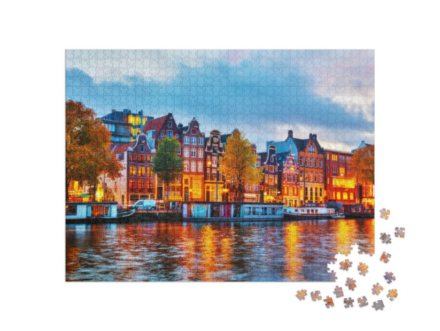 Puzzle 1000 Teile „Amsterdam im Sonnenuntergang, Niederlande“