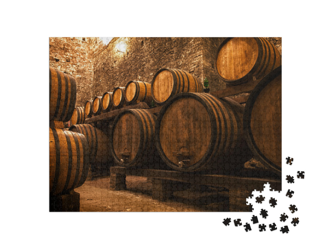 Puzzle 1000 Teile „Weinkeller mit Fässern für die Lagerung von Wein, Italien“