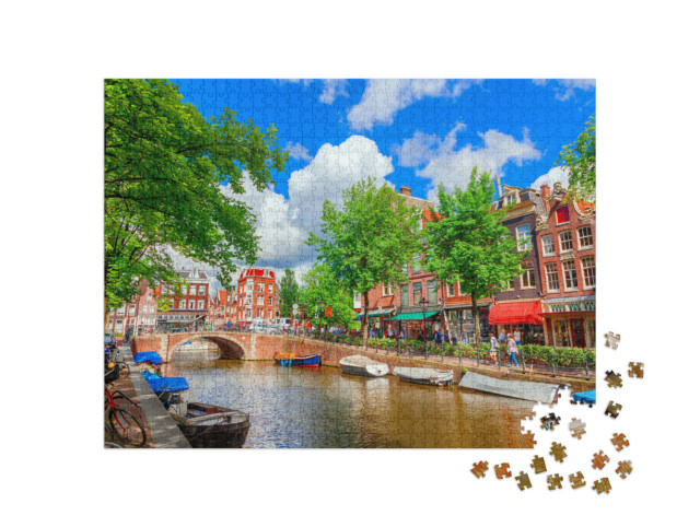 Puzzle 1000 Teile „Gracht in Amsterdam, Niederlande“