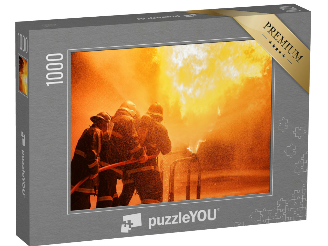 Puzzle 1000 Teile „Feuerwehrmänner bei der Brandbekämpfung“