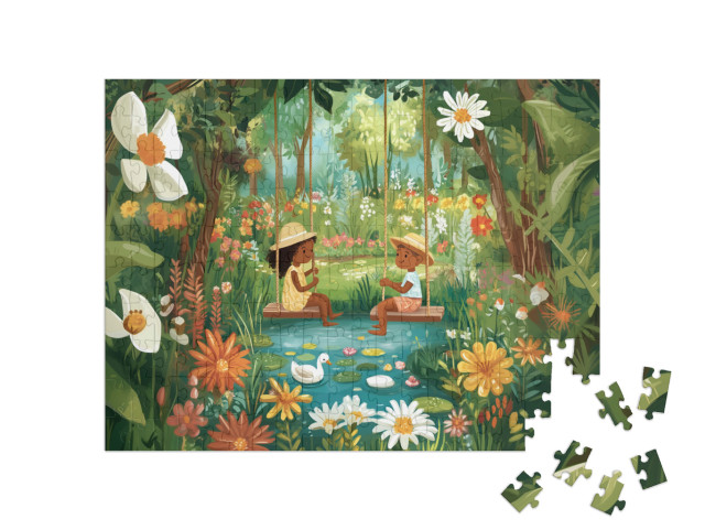 Puzzle 200 Teile „Abenteuer im sommerlich grünen Dschungel“