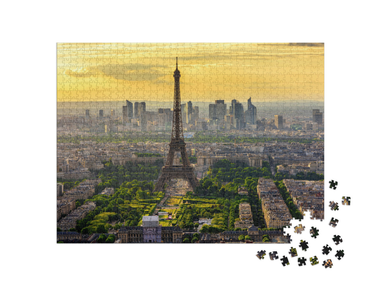 Puzzle 1000 Teile „Skyline von Paris mit Eiffelturm bei Sonnenuntergang“