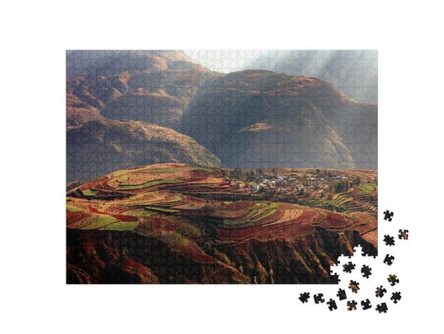 Puzzle 1000 Teile „Als Ackerland genutzte Terrassen in der Provinz Yunnan, China“