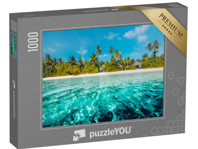 Puzzle 1000 Teile „Das blaue Meer mit einem Palmenstrand“
