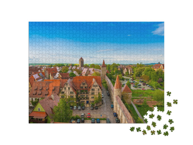 Puzzle 1000 Teile „Rothenburg ob der Tauber von oben, Deutschland“