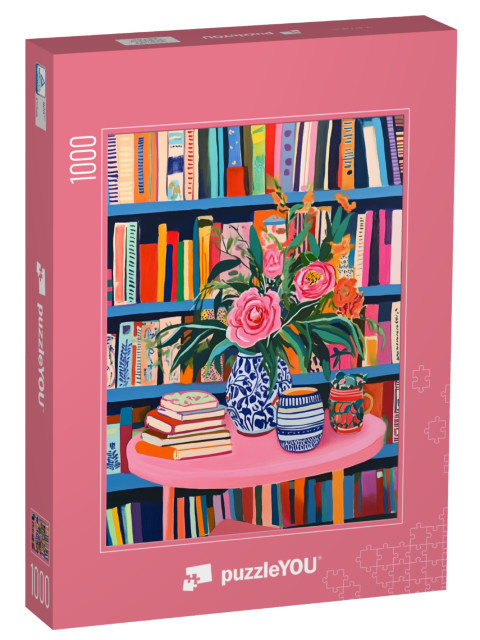 Puzzle 1000 Teile „Blumen Bücher & du“