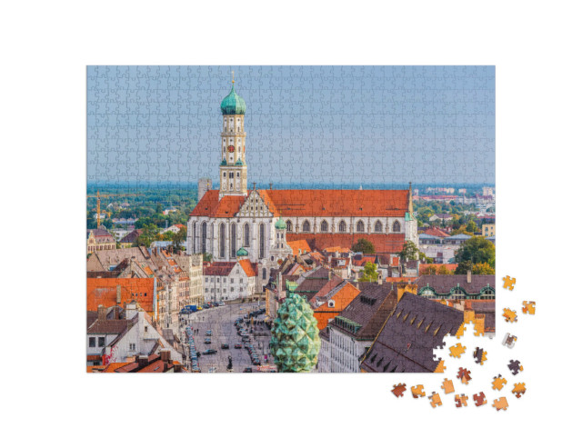 Puzzle 1000 Teile „Kathedralen und Stadtansicht von Augsburg, Deutschland“