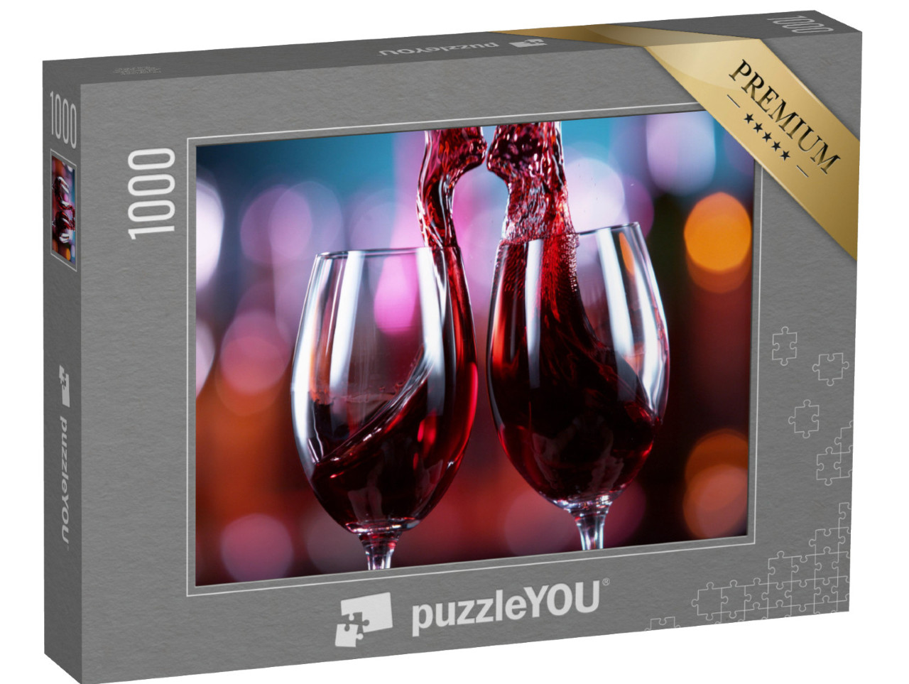 Puzzle 1000 Teile „Zwei Rotweingläser stoßen aneinander“