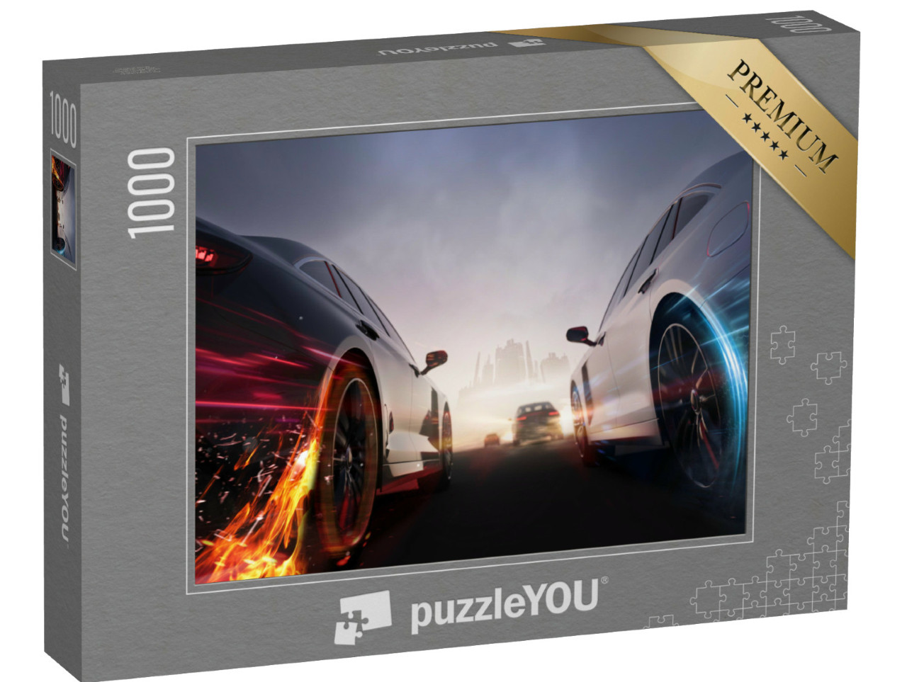 Puzzle 1000 Teile „Straßenrennen Kopf an Kopf“