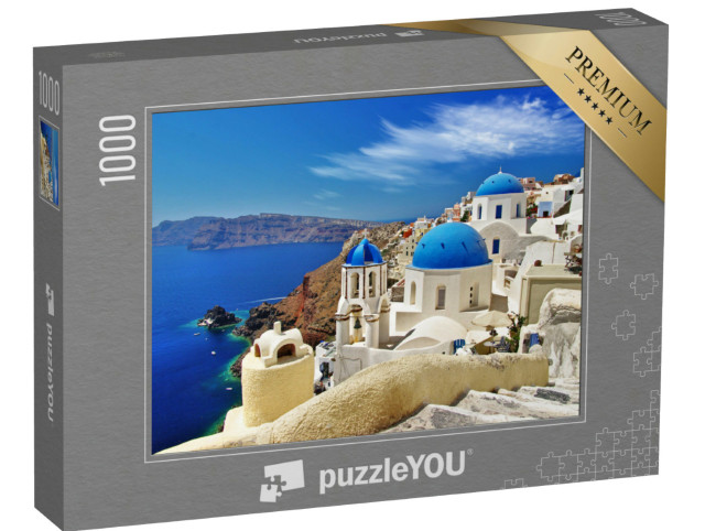 Puzzle 1000 Teile „Blick auf Caldera mit Kuppeln, Santorini“