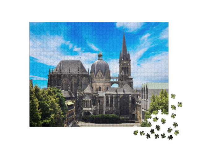 Puzzle 1000 Teile „Aachener Dom in Aachen, Deutschland an einem sonnigen Tag“
