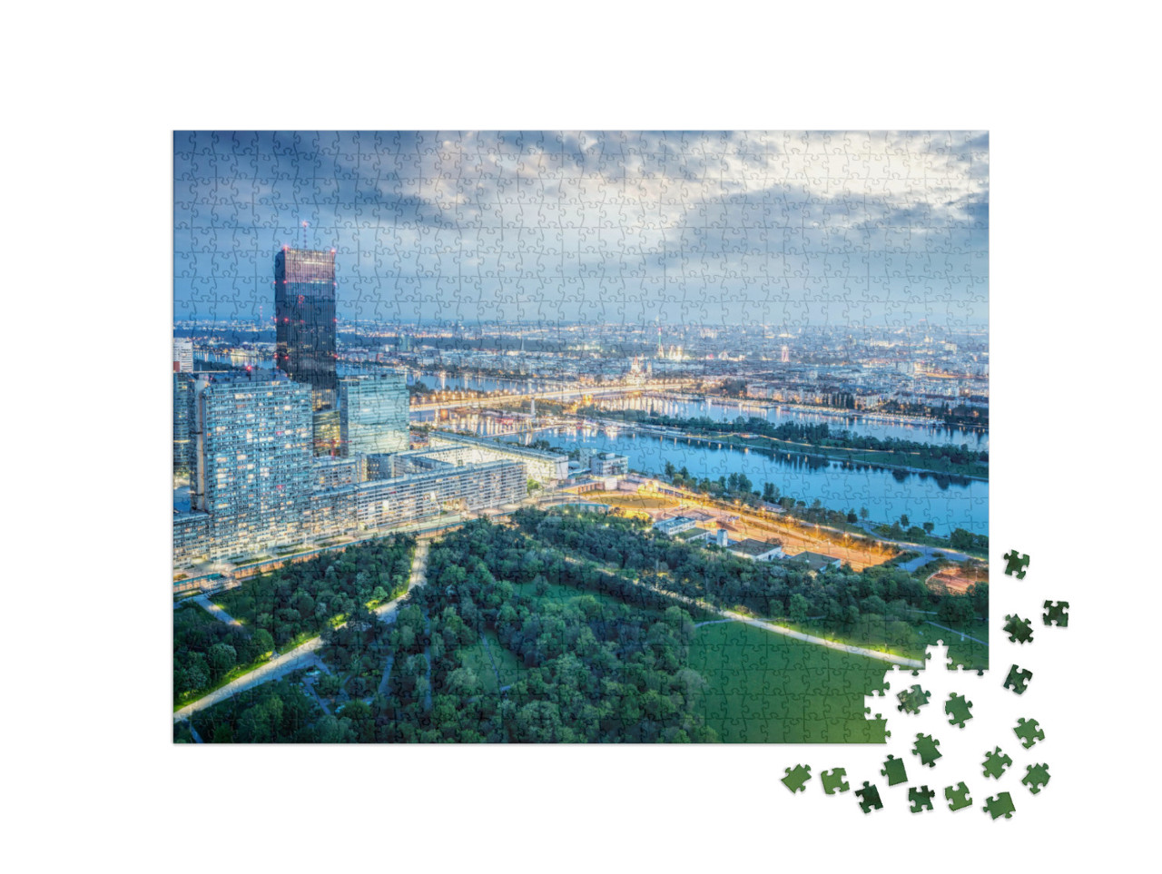 Puzzle 1000 Teile „Wiener Skyline bei Nacht, Österreich“