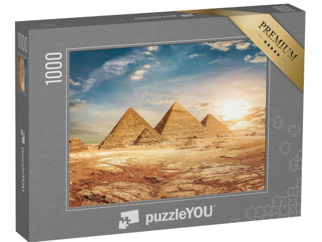 Puzzle 1000 Teile „Ägyptische Pyramiden mit Sandwüste und Himmel“