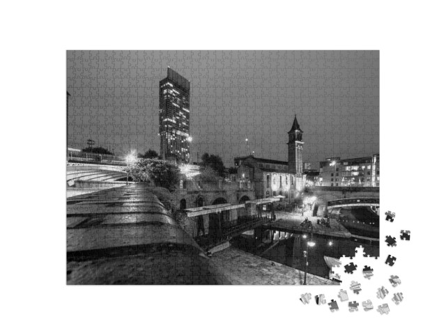 Puzzle 1000 Teile „Manchester: eine Stadt bei Nacht“
