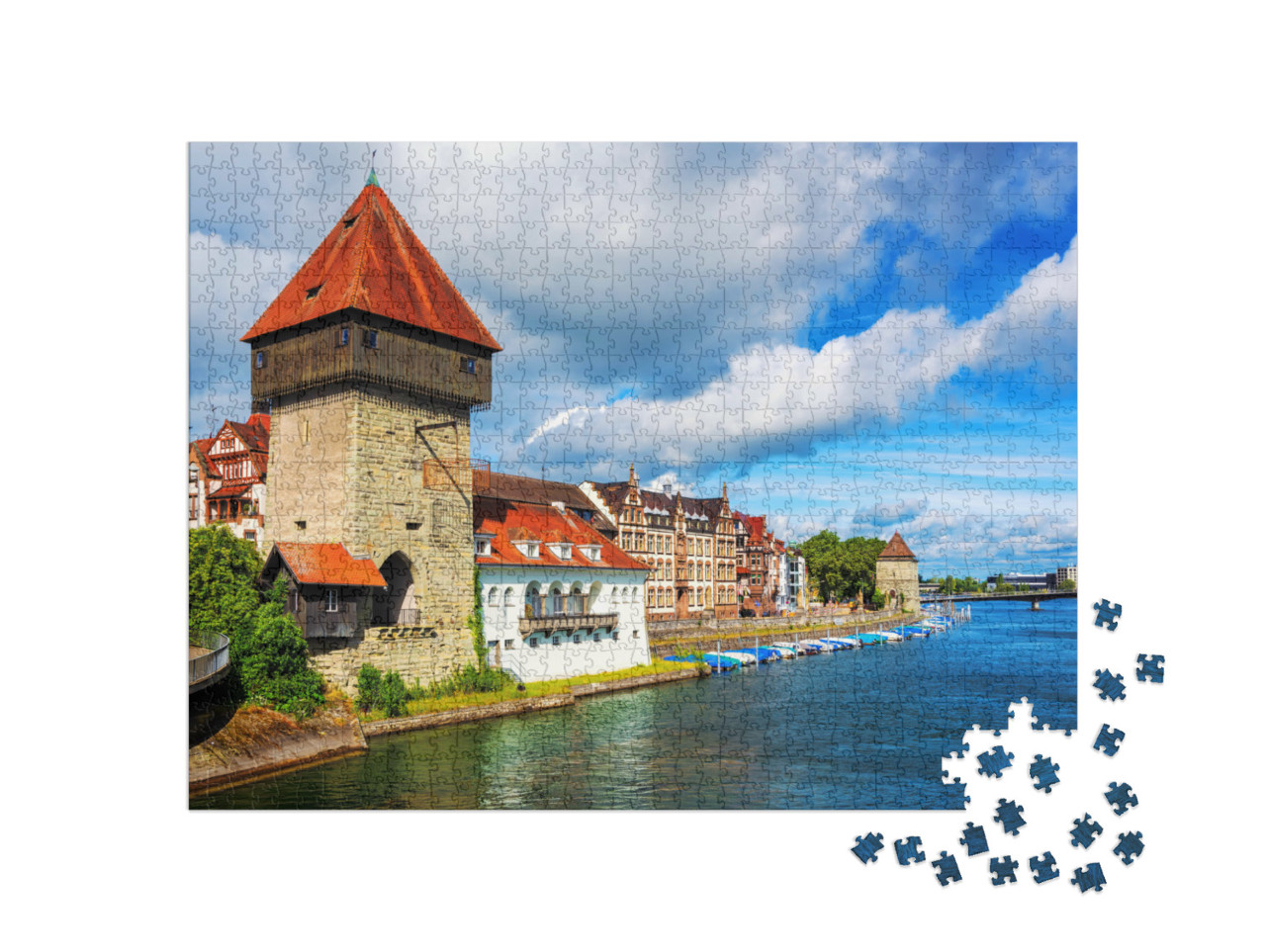Puzzle 1000 Teile „Mittelalterlicher Rheintorturm in der Stadt Konstanz“