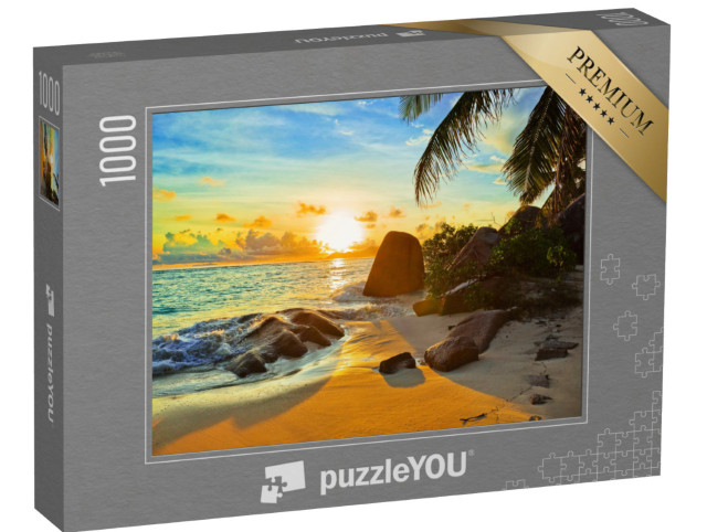 Puzzle 1000 Teile „Tropischer Strand im Sonnenuntergang“