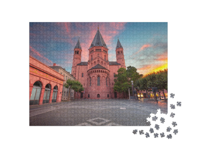 Puzzle 1000 Teile „Stadtbild von Mainz mit Innenstadt und Dom“