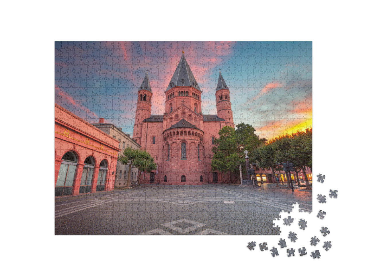 Puzzle 1000 Teile „Stadtbild von Mainz mit Innenstadt und Dom“