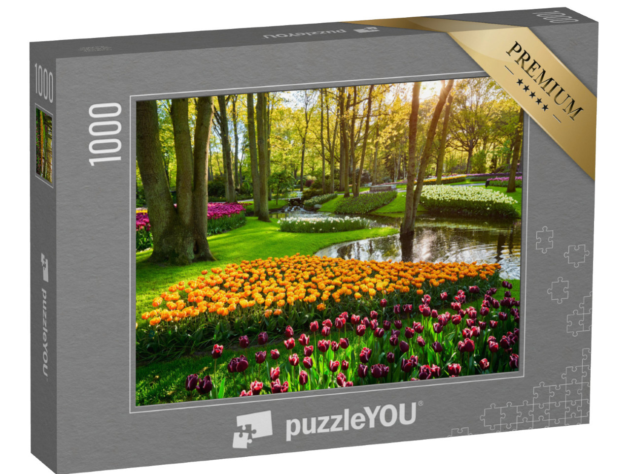 Puzzle 1000 Teile „Tulpenbeet im Keukenhof, Lisse, Niederlande“