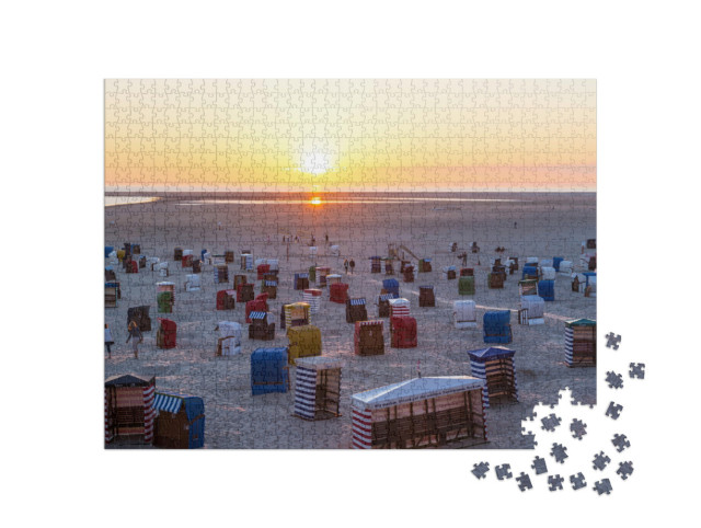 Puzzle 1000 Teile „Strandkörbe am Strand von Borkum“