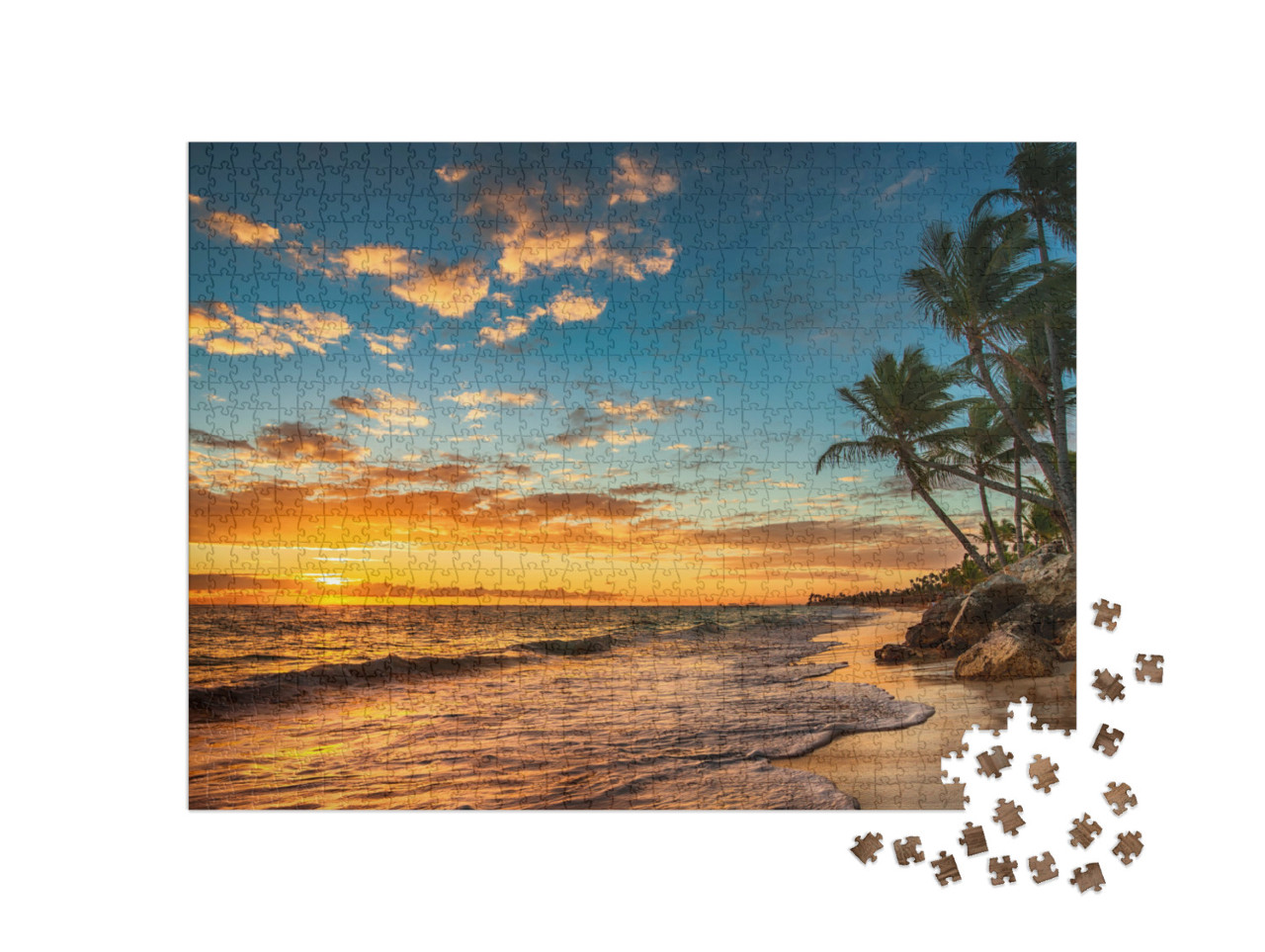 Puzzle 1000 Teile „Sonnenaufgang auf einer tropischen Insel“