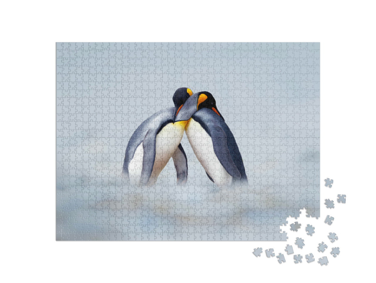 Puzzle 1000 Teile „Eng umschlungene Königspinguine trotzen der Kälte“