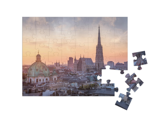 Puzzle 48 Teile „Wiener Skyline mit Stephansdom, Österreich“