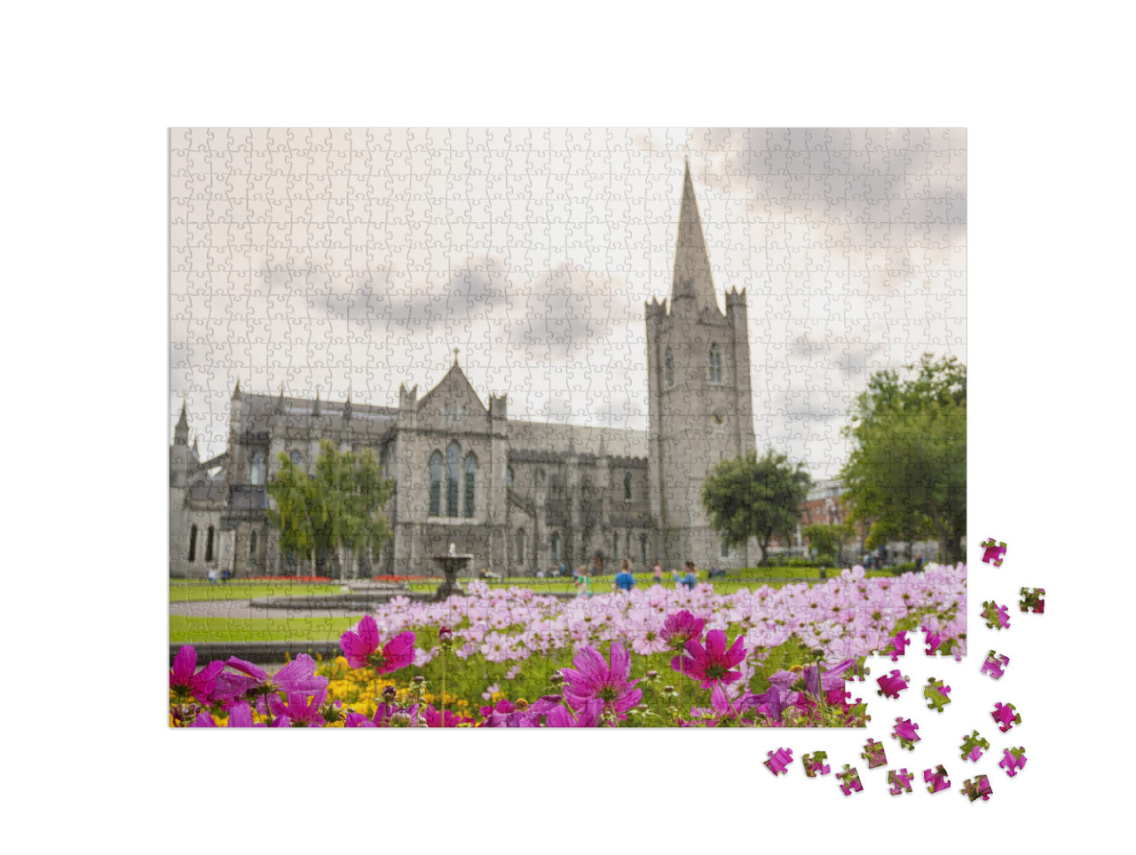 Puzzle 1000 Teile „Wunderschöner Garten der St. Patrick Kathedrale, Dublin, Irland“