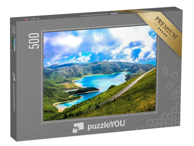 Puzzle 500 Teile „Spektakulärer Vulkansee, Azoren, Portugal“