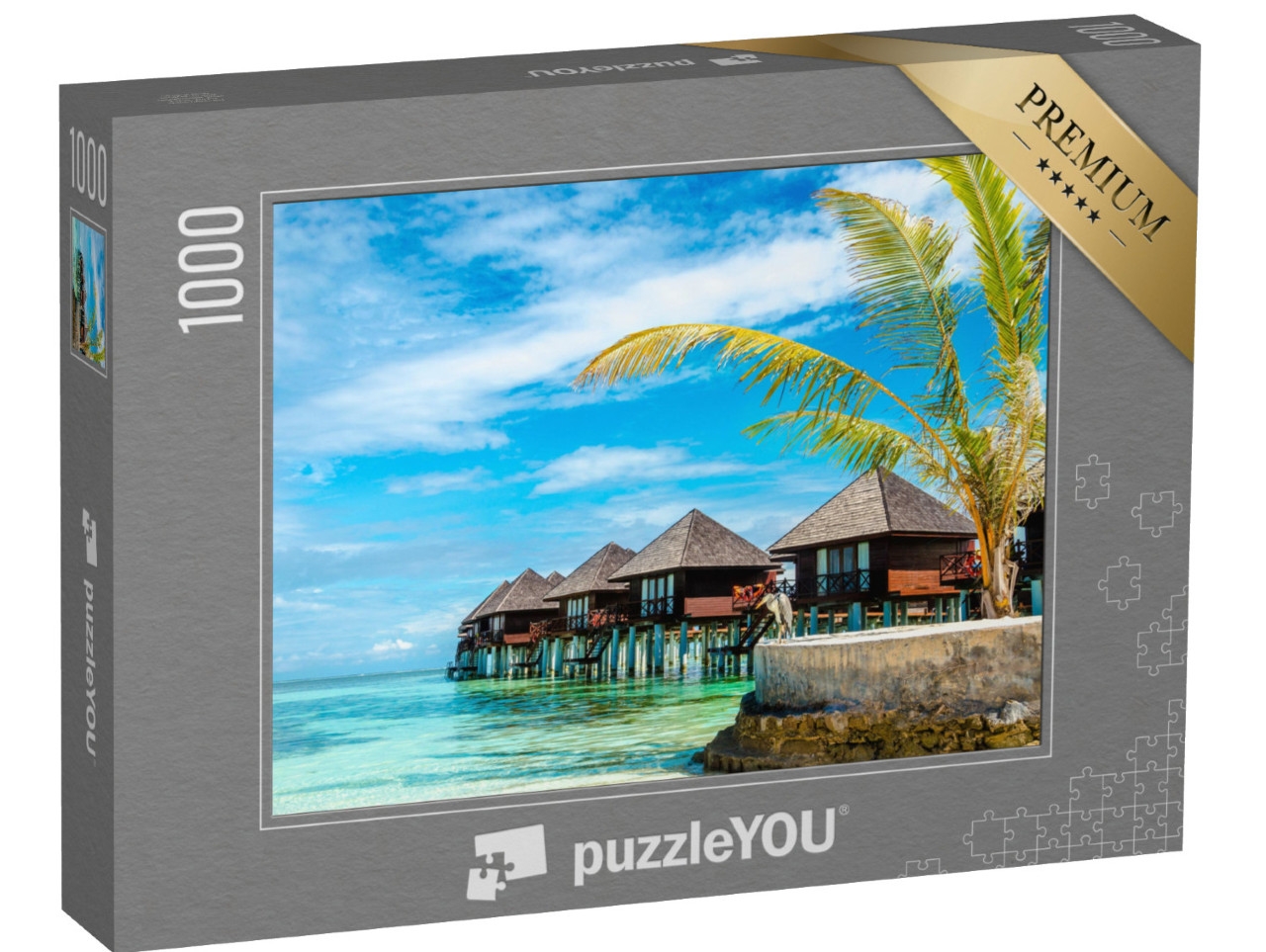 Puzzle 1000 Teile „Malerische Holzhäuser auf dem Wasser“