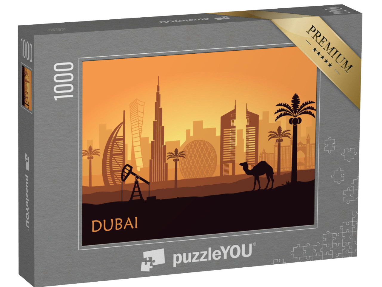 Puzzle 1000 Teile „Abstrakte Skyline von Dubai in der Abenddämmerung“