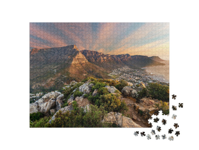 Puzzle 1000 Teile „Sonnenuntergang am Tafelberg“