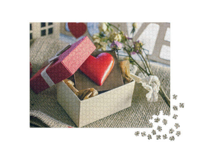 Puzzle 1000 Teile „Ein kleines Schokoladenherz zum Valentinstag“