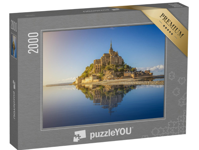 Puzzle 2000 Teile „Gezeiteninsel Le Mont Saint-Michel am Abend, Normandie, Frankreich“