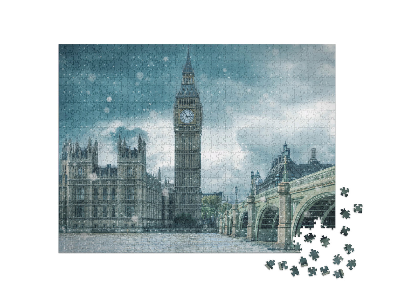 Puzzle 1000 Teile „Big Ben und Westminster im Winter London“
