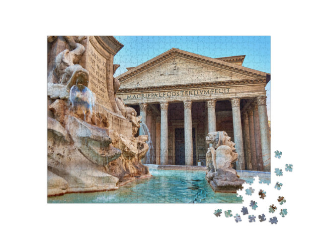 Puzzle 1000 Teile „Ansicht des Brunnens beim Patheon in Rom“
