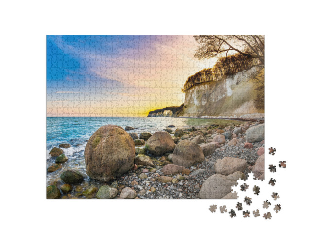 Puzzle 1000 Teile „Sonnenuntergang über den Kalksteinfelsen auf Rügen“