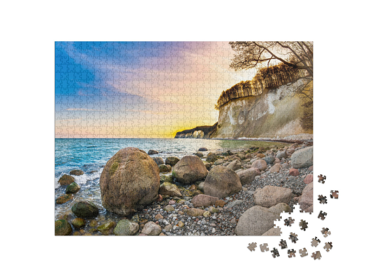 Puzzle 1000 Teile „Sonnenuntergang über den Kalksteinfelsen auf Rügen“