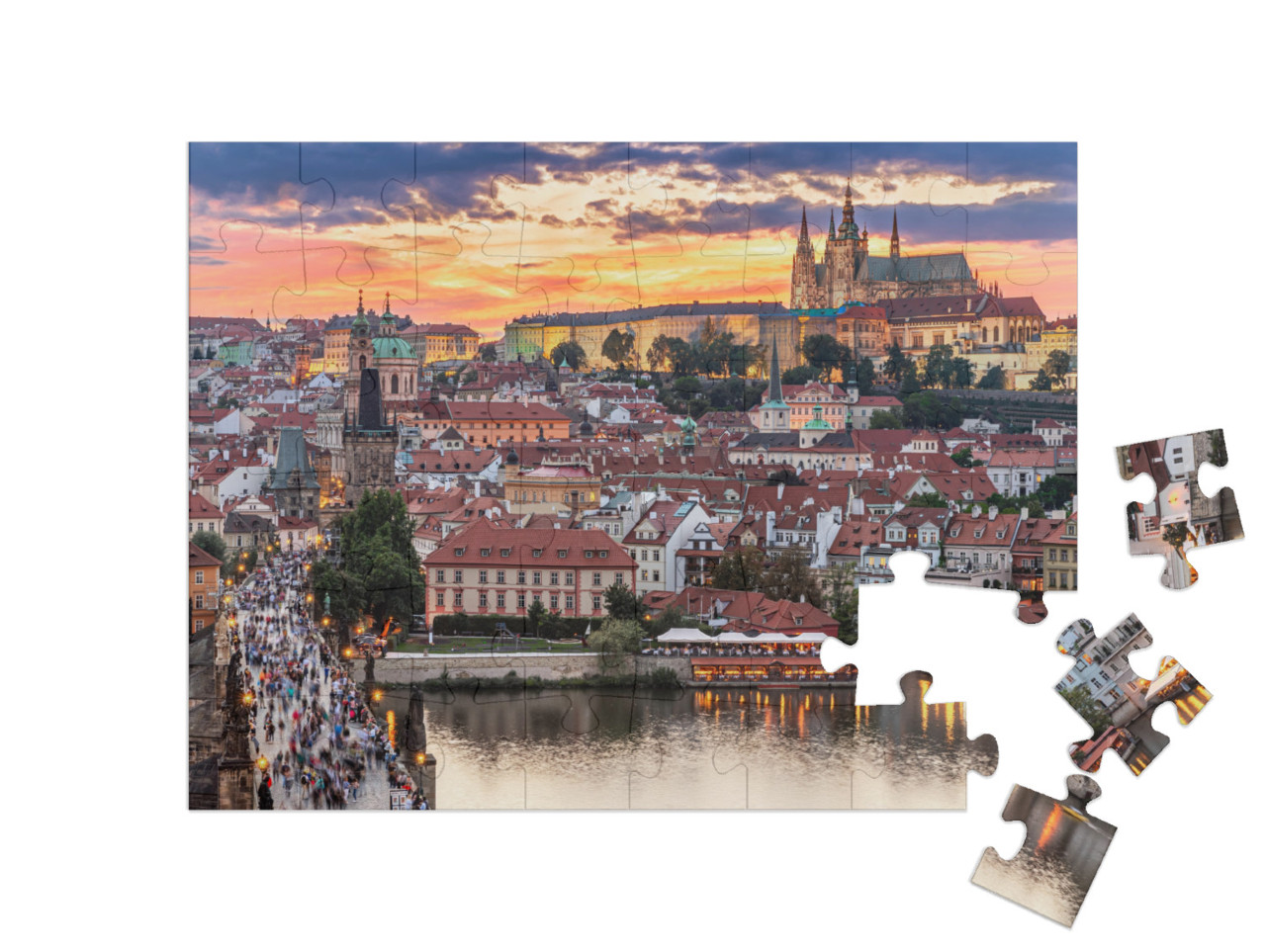 Puzzle 48 Teile „Prag - Tschechische Republik - Blick auf die Karlsbrücke“