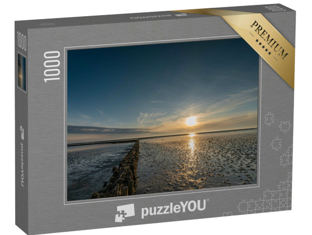 Puzzle 1000 Teile „Sonnenuntergang über dem Wattenmeer, Nordfriesland“