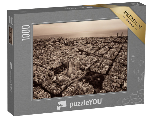 Puzzle 1000 Teile „Luftaufnahme der Basilika Sagrada Familia, Barcelona, Spanien“