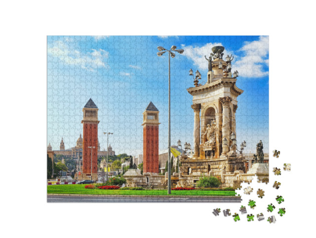 Puzzle 1000 Teile „Blick in Barcelona auf Placa De Espanya“
