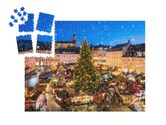 Puzzle „Weihnachtsmarkt in Annaberg-Buchholz im Erzgebirge, Sachsen“ | SMART SORTED® 1000 Teile