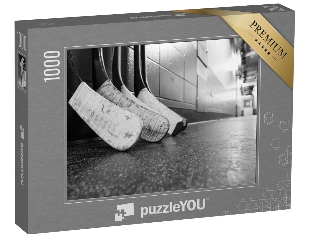 Puzzle 1000 Teile „Hockeyschläger auf einem schmutzigen Hallenboden“
