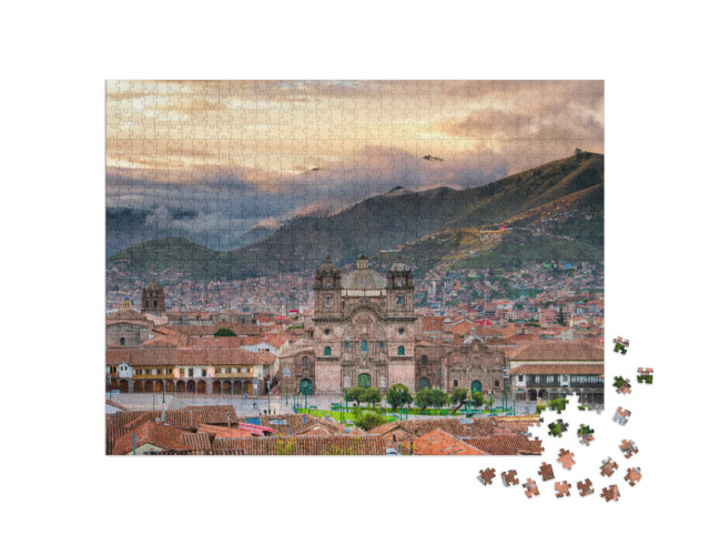 Puzzle 1000 Teile „Morgensonne auf der Plaza de armas, Cusco“