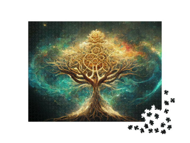 Puzzle 1000 Teile „Baum des Lebens aus der nordischen Mythologie“